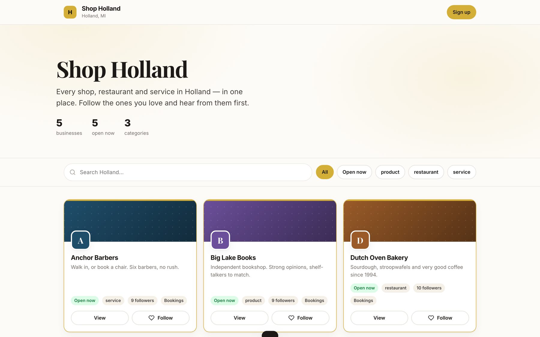 Shop Holland — the local directory listing